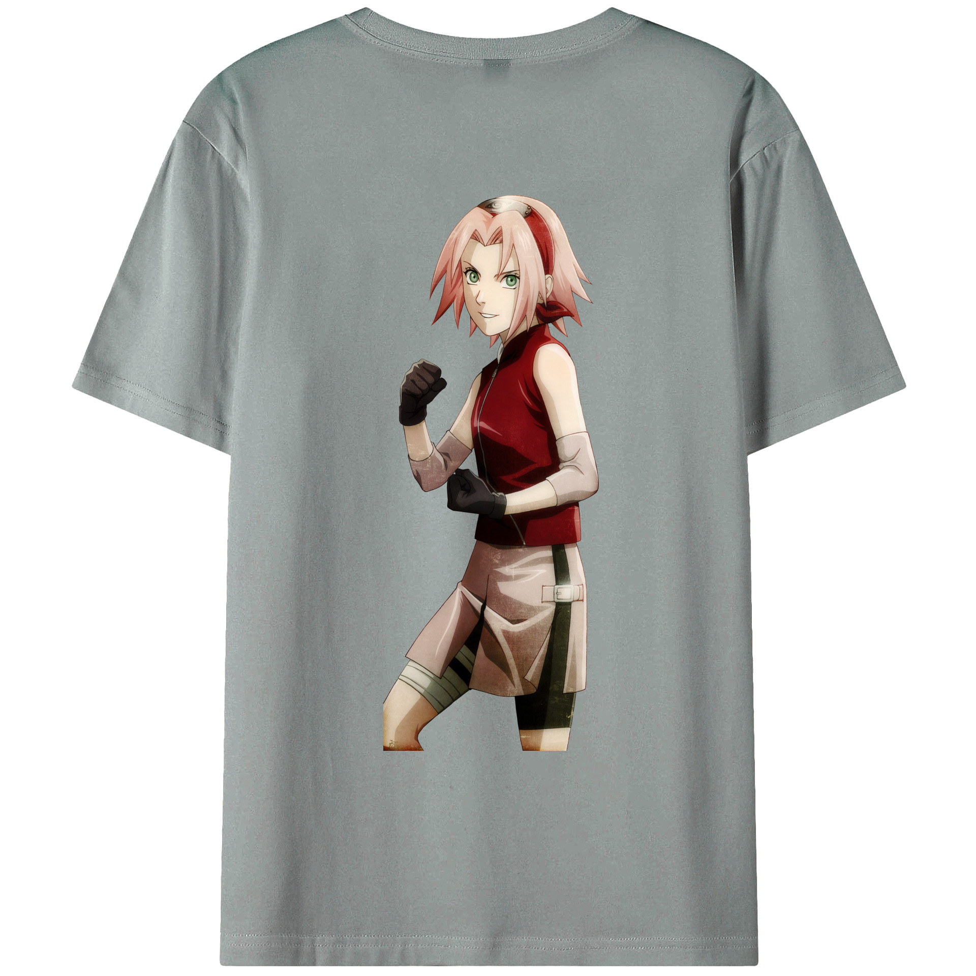 （画像用） NARUTO -ナルト- 春野サクラ Haruno Sakura 綿100％ メンズ半袖Tシャツ（バックプリント） 通気性